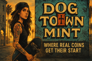 Dog Town Mint meme coin branding image